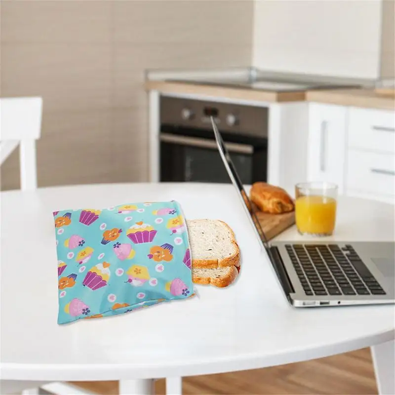 Cloth Snack Bags 3pcs Reusable Bags For Sandwich Dishwasher Safe Zipper Bag For Home School Office Picnic Camping Hiking Durable