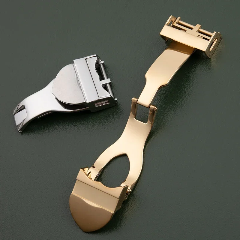 18 مللي متر 316L الفولاذ المقاوم للصدأ نشر المشبك مشبك ساعة ل تيودور حزام الجلود شريط مطاطي استبدال الفضة أضعاف مشبك #4