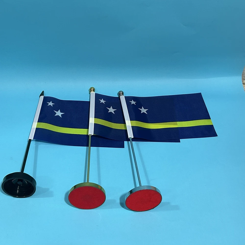 (SKY FLAG)Office Desk Flag Of Curacao flag 14x21cm polyester Curacao National banner Desk Ornaments Flags