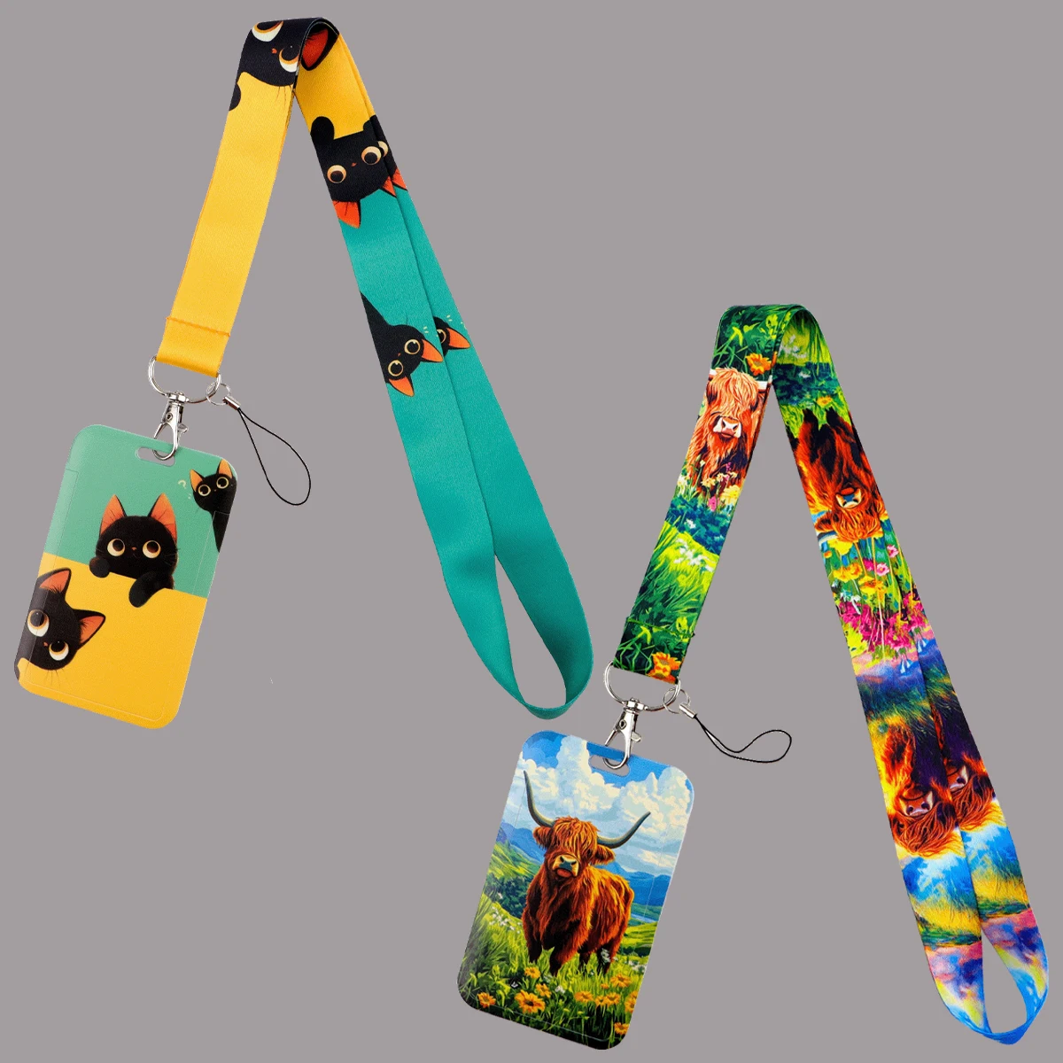 

Lovely Cat Neck Strap Lanyards Keychain ID Badge Holder Key Chain Bus Card Pass Yak Hang Rope Lariat Keyrings Accessories