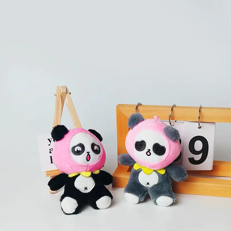 New Creative Kawaii Scent Fruit Panda Plush Doll Cute Cartoon Animal Pendant Keychain Couples Bag Hanging Kids Key Decor Gift