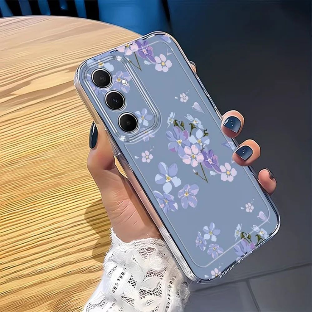 Watercolor Style Flower Clear Soft Anti-Fall Phone Case For Samsung Galaxy S26 S25 S24 S23 S22 S21 Ultra Plus FE 5G TPU Cover