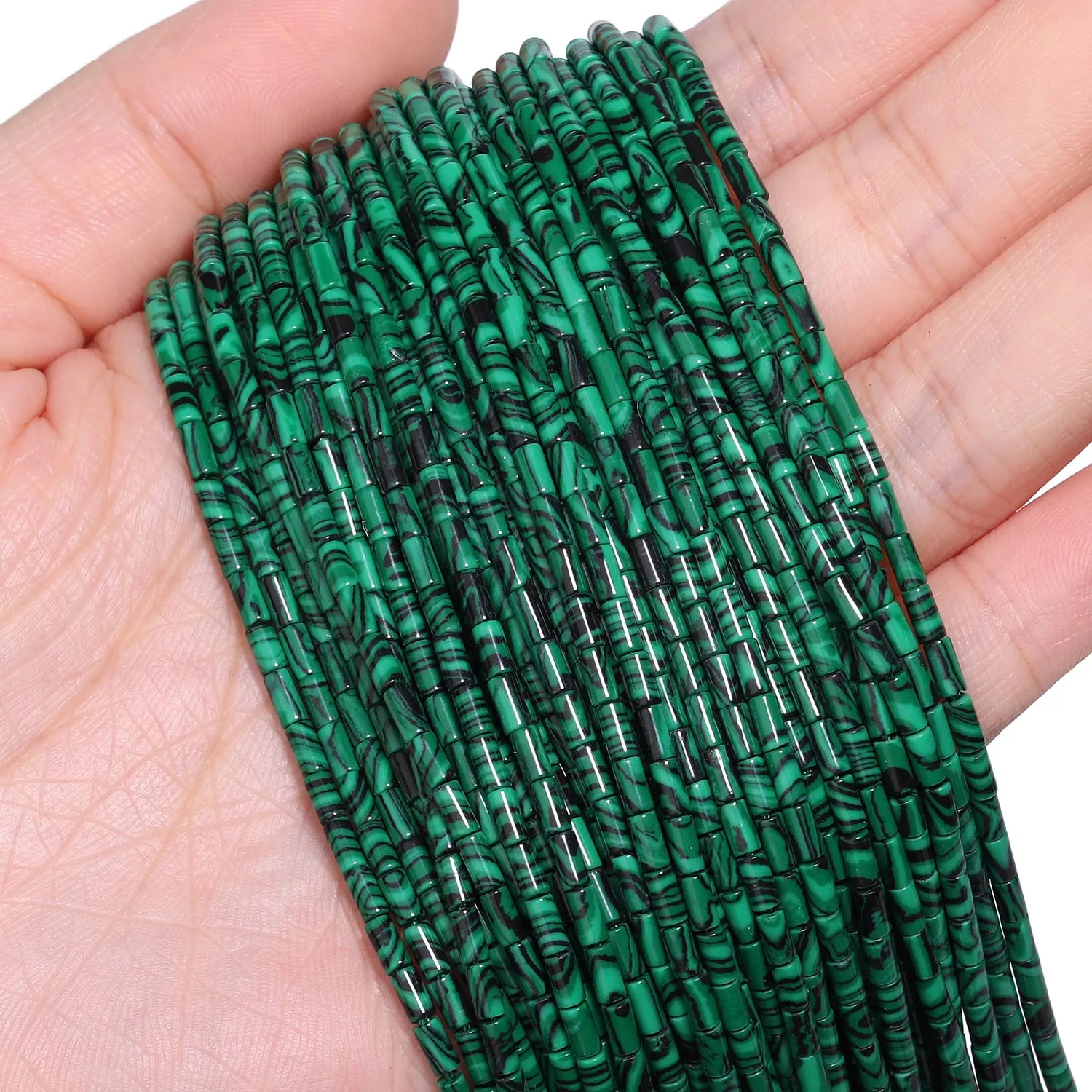 2x4mm Column Shape Natural Stone Green Malachite Beads Round Tube Spacer Beads for Jewelry Making DIY Energy Bracelet Accessory