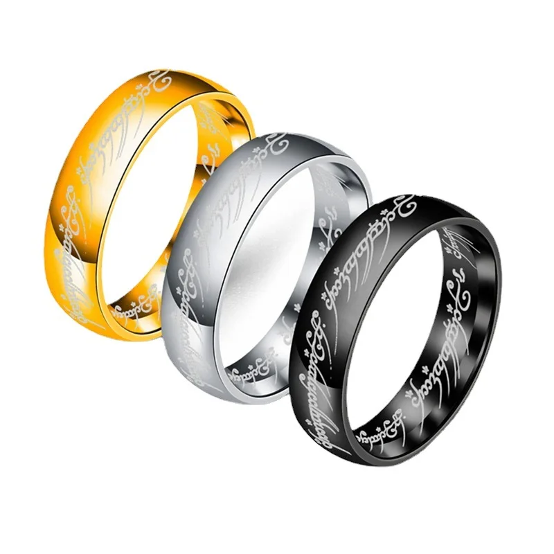 

Trendy Stainless Steel Laser Engraving Exquisite Couples Wedding Rings For Men And Women Fashion Movie Jewelry Gifts