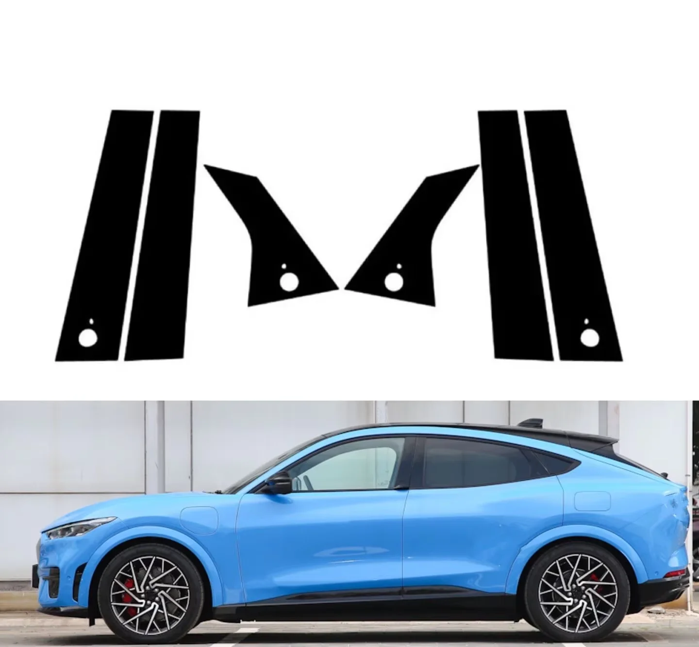 6Pcs Glossy Black Pillar Posts Cover Fit for  Ford Mustang Mach-E 2021 2022 2023Window Car Door Trim BC Column Sticker