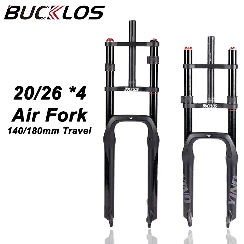 

BUCKLOS 20/26*4 DH Bike Suspension Fork 140/180mm Travel 9*135 Quick Release Air Fork for Downhill Beach Bicycle MTB Front Fork