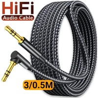 3.5mm Jack Audio Cable 90 Degree Elbow Male To Male Speaker Aux Wire for Samsung Xiaomi MP3/4 Video Car Headphone Adapter Cord