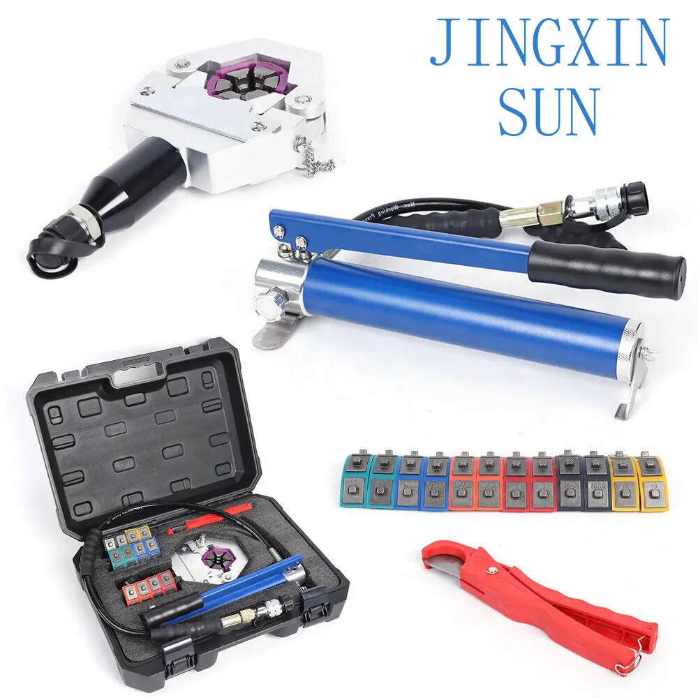 Manual AC Hose Crimper Kit With 7Dies Hydraulic Hose Crimping Tool Hydraulic Press Auto Air Conditioning Repair Set
