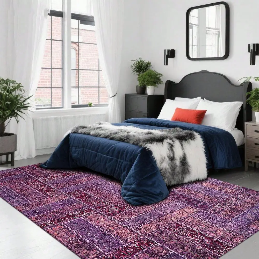 

Purple And Pink Rectangular Pattern Printed Large Carpet, Exquisite Carpet, Comfortable And Beautiful, Versatile Decorative Sty