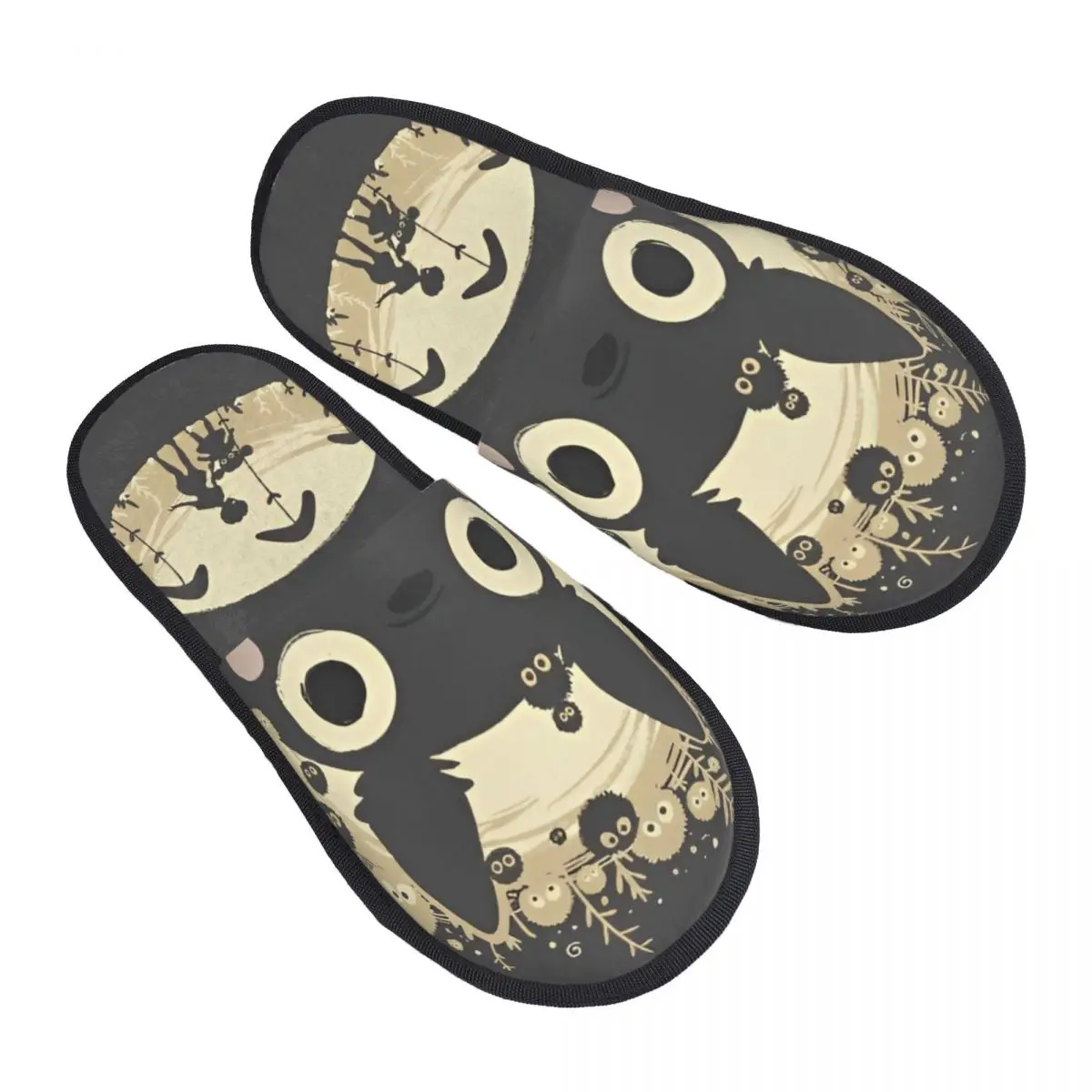 Cartoon Funny Cute T-Totoros Winter House Slippers Bedroom  Soft Household Fur Slippers Slides Anti Slip