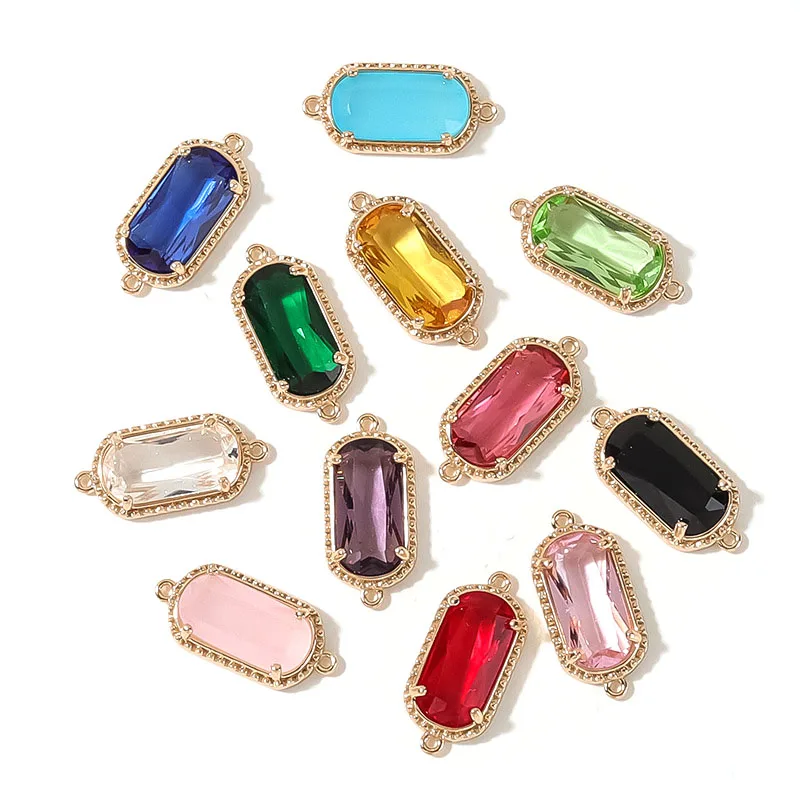 20pcs/ Bag New minimalist copper gold-plated color preserving oval double ring pendant DIY earrings bracelet necklace connector