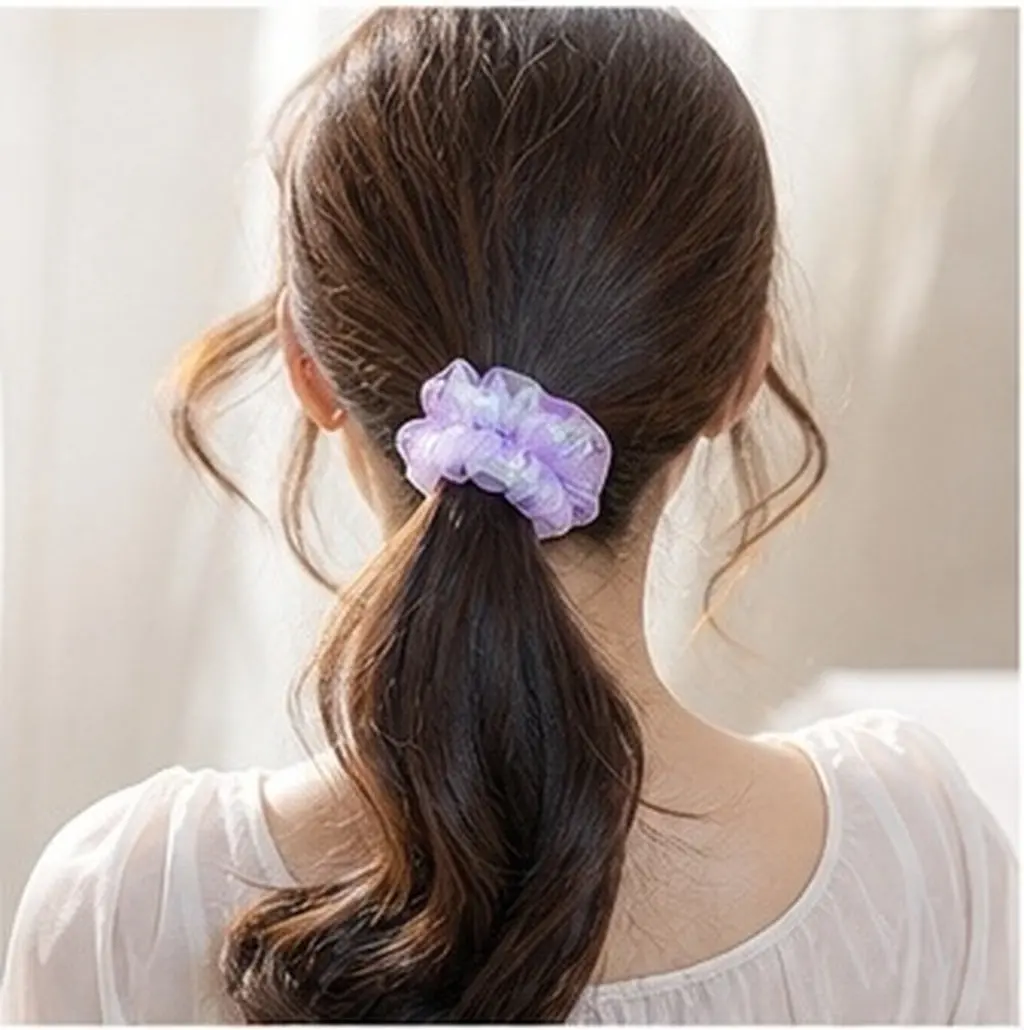 4Pcs Organza Hair Ties Elegant Design Smooth Texture Elastic Scrunchies for Women Perfect for Makeup Exercise Housework Hair
