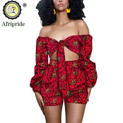 2024 abiti di Design africano per le donne stampa AFRIPRIDE pantaloncini senza spalline in puro cotone Casual Plus Size Party Sexy Club S1926002