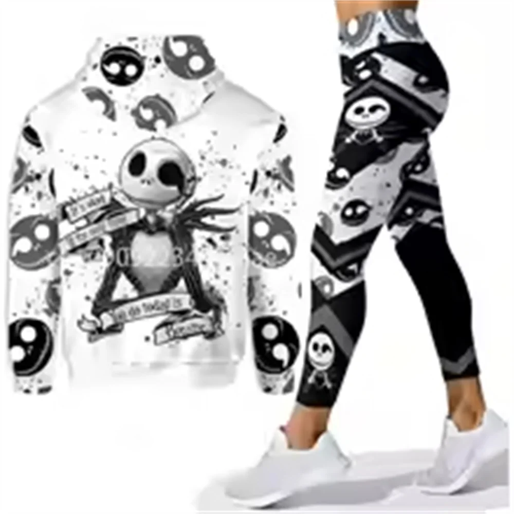 Disney-Sweat à capuche et leggings 3D Minnie Mouse personnalisés pour femmes, pantalons de yoga, pantalons de survêtement, mode,