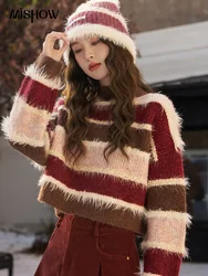 MISHOW Gestreepte Trui Vrouwen Herfst Winter Mode Retro Casual Losse Dames Crop Gebreide Top Jumpers Vrouw MXC57Z0285