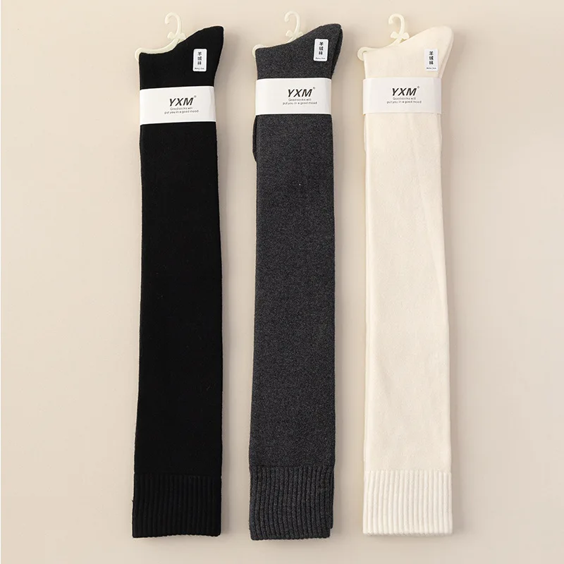 الشتاء الدافئة الكشمير الجوارب فوق الركبة المرأة أفخم المنزل النوم الطابق الجوارب الطويلة Jk بلون لينة الفخذ العليا متعة الجوارب #2