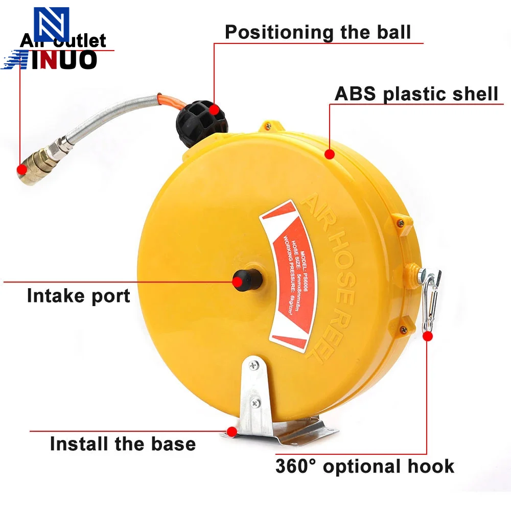 Automatic Retractable Reel Telescopic Air Drum Hose PU8*5 10*6.5 12*8  Pneumatic PU Tube Pneumatic Drum