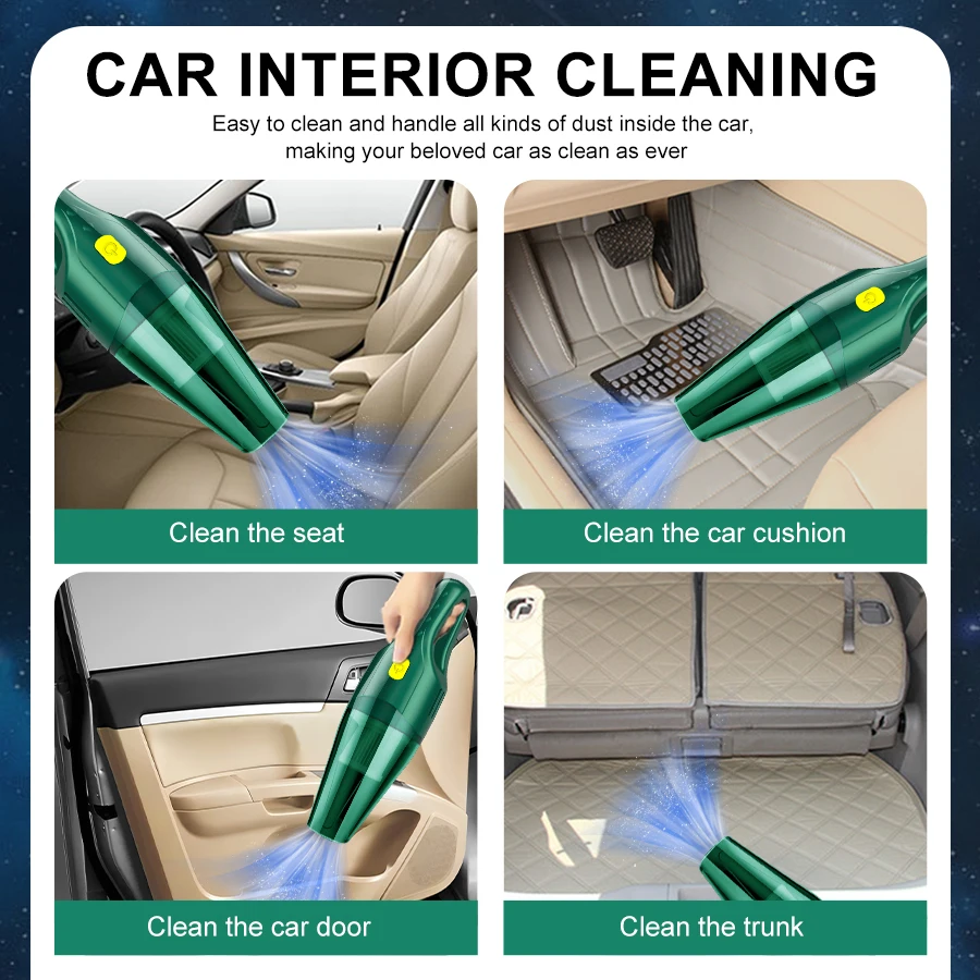 Автомобильный пылесос из АБС-пластика, сильная всасывающая мини-машина для очистки, беспроводная портативная ручная воздуходувка, бытовая техника