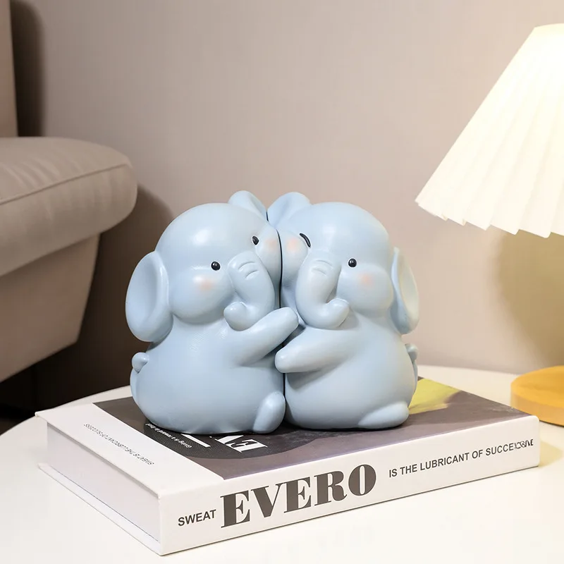 A Pair of Elephants, Ducks, Hugging Animals, Decorative Book Heads, Office Desks, and Home Bookshelf Decorations