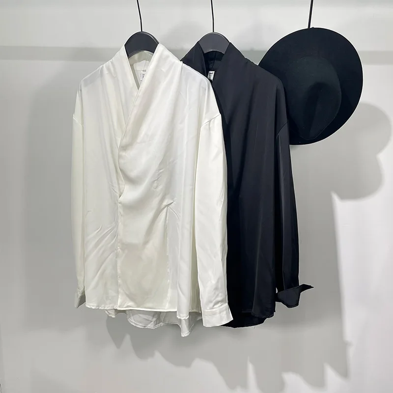 Men Casual Shirts Gothic Style Men's Clothing Spring Male High Street Autumn Black Shirts