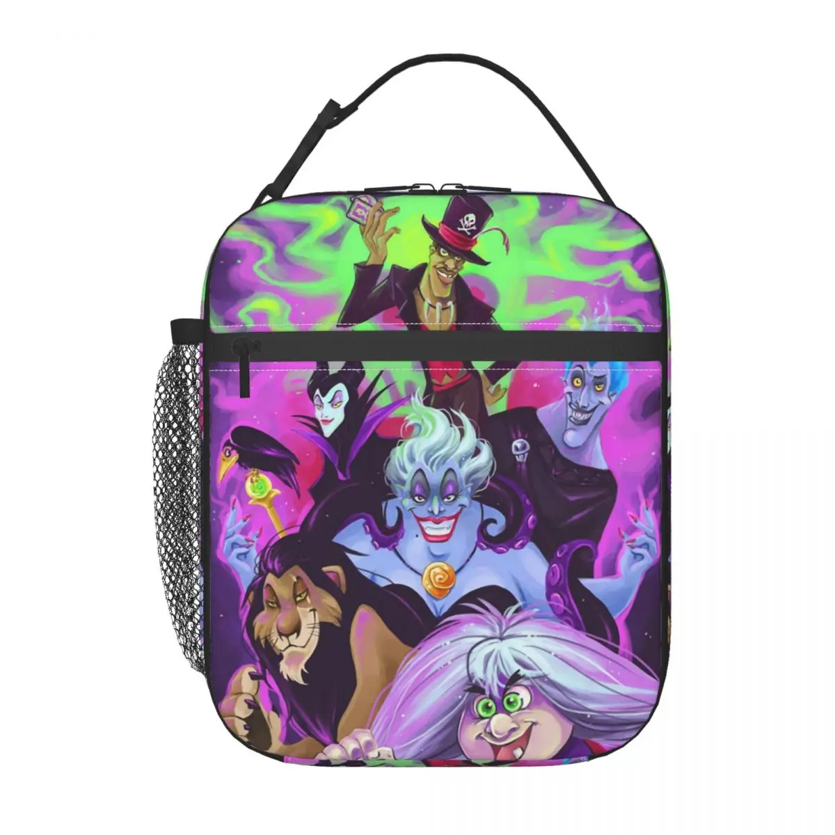 

Custom Classic Villains Group Print Thermal Insulated Lunch Bag Women Resuable Bento Box for Kids School Children Food Tote Bags