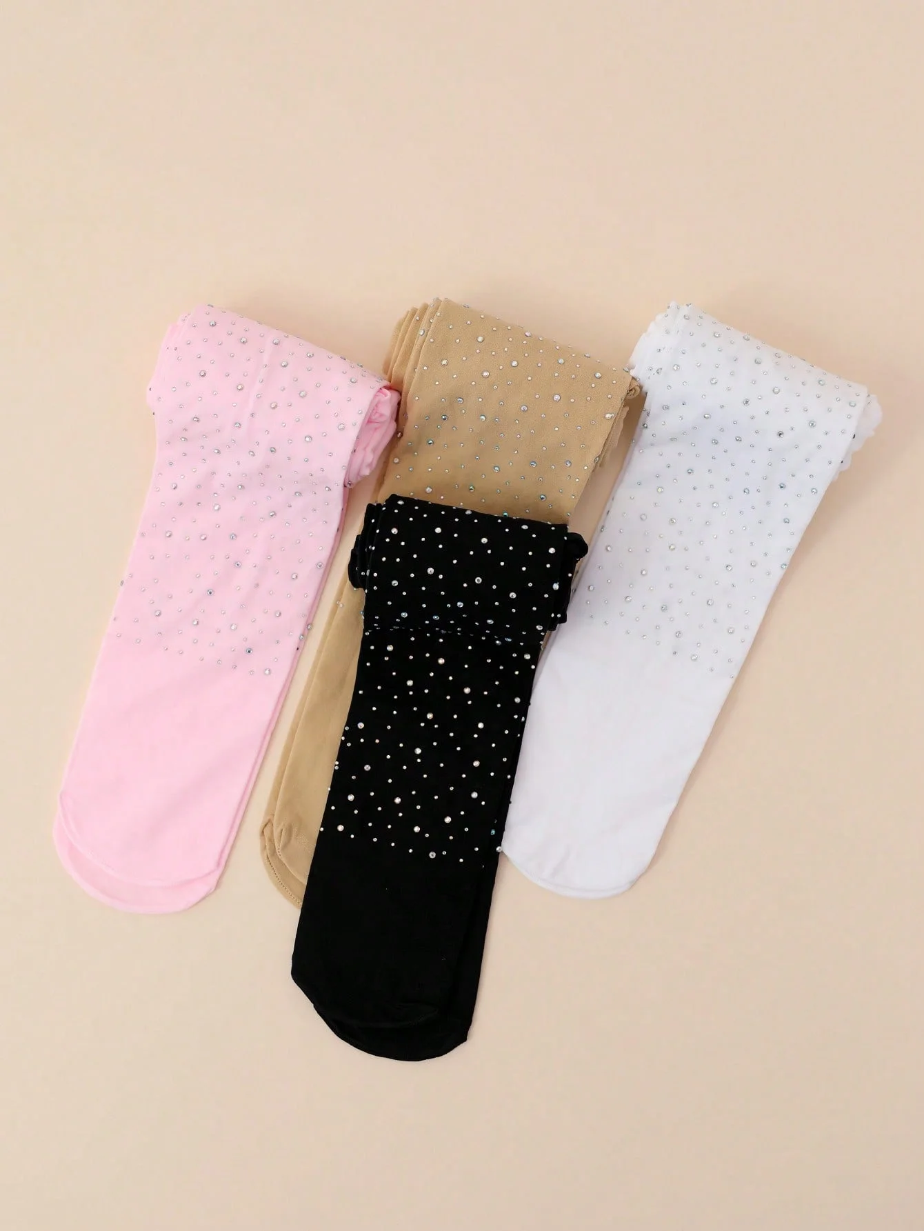 4 Pairs of Girls Dance Thin Leggings,Soft Glitter Rhinestone Ballet Tight Pantyhose for Girls Aged 4-12 Years Old for Daily Wear view 3