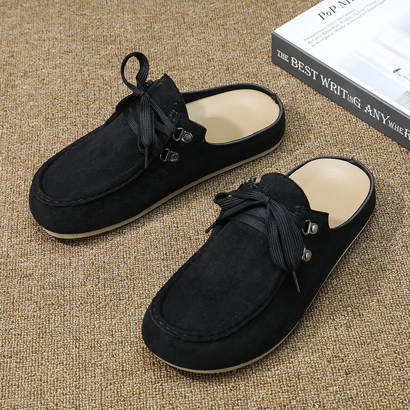 New Mules Mens Slippers Summer Fashion Slip On Flat Sneakers Bottom Backless Casual Shoes for Man Half Slipper Zapatos Hombre