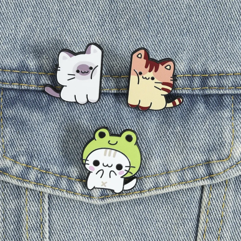 Cute Cat Series Badges, Cartoon Animal-shaped Alloy Pins, Accessories for Clothing and Bags, Gifts for Friends