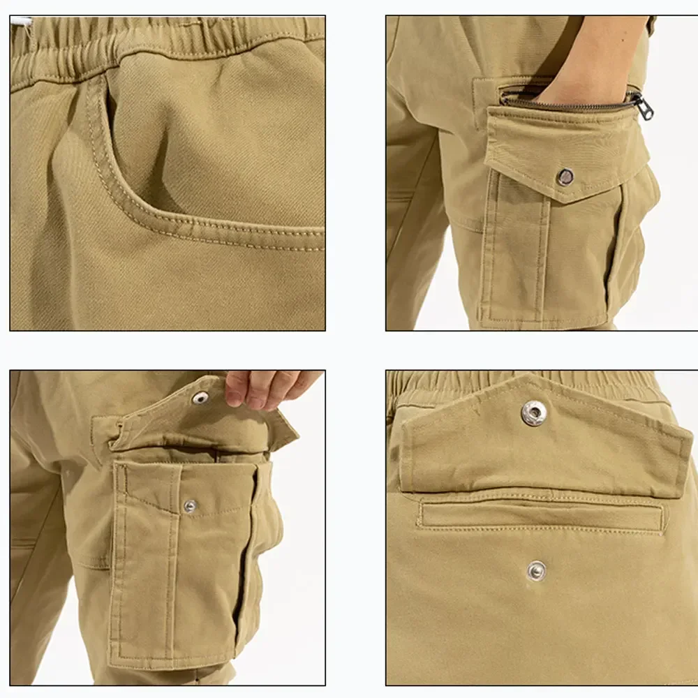 Pantalon d'équitation en coton pour hommes, FJ03, Cargo doux et résistant à l'usure, Équipement de protection pour l'extérieur, Moto, Cyclisme