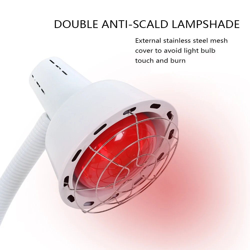 Lampe de Thérapie par la Lumière Rouge à Chaleur Infrarouge à 2 Têtes, Support de Sol pour Soins de miles, 275W