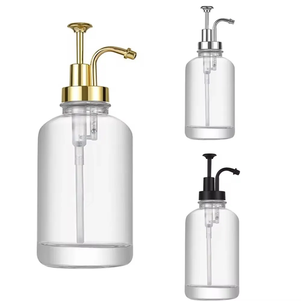 

New 500ml Glass Soap Dispensers Clear Portable Hand Soap Dispenser Liquid Container Bottle Fillable Coffee Syrup Dispenser