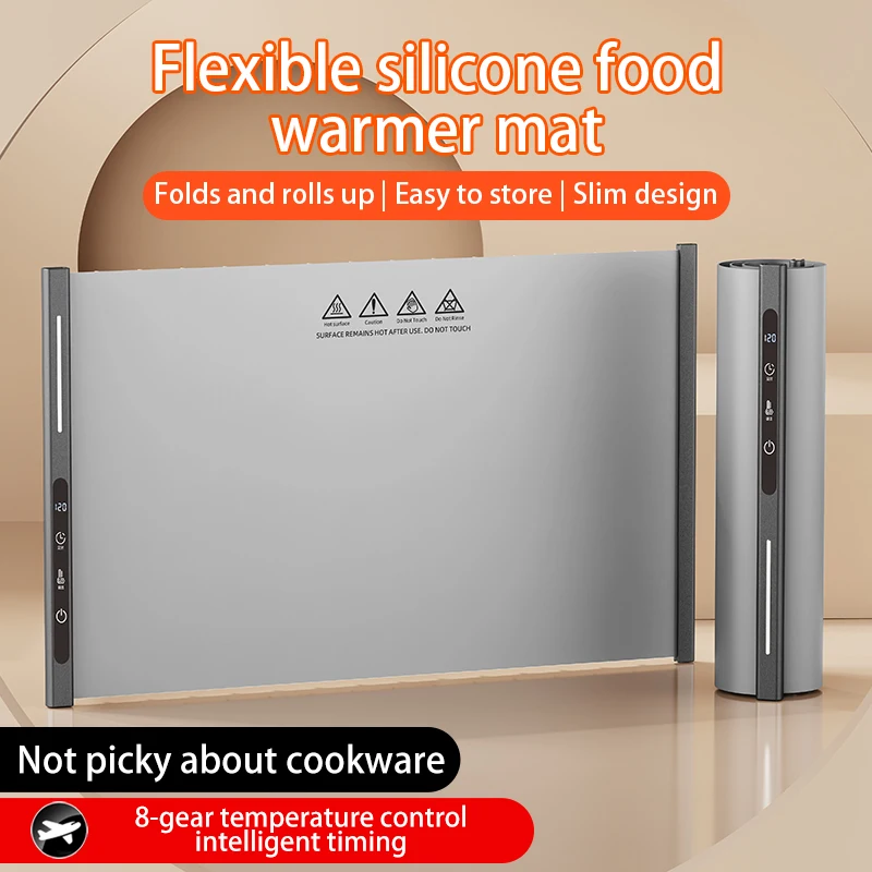Faltbares Speisenwärmtablett, flexible Silikon-Lebensmittelwärmermatte, warmes Schneidebrett, konstante warme Gerichte, elektrische Lebensmittelwärmematte