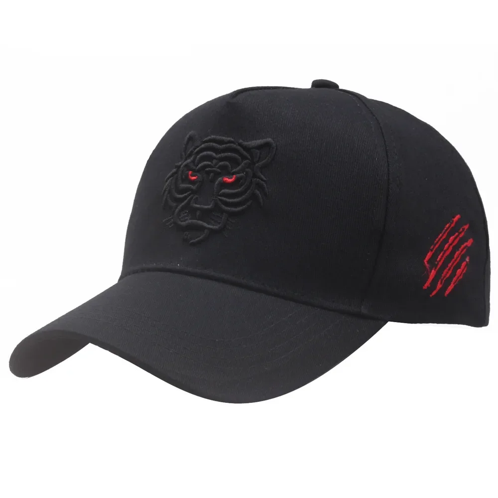 

Hip Hop Tiger Embroidery Cap Cotton Baseball Hat Black Snapback Adjustable Streetwear Fashion Unisex Leisure Cap for Daily