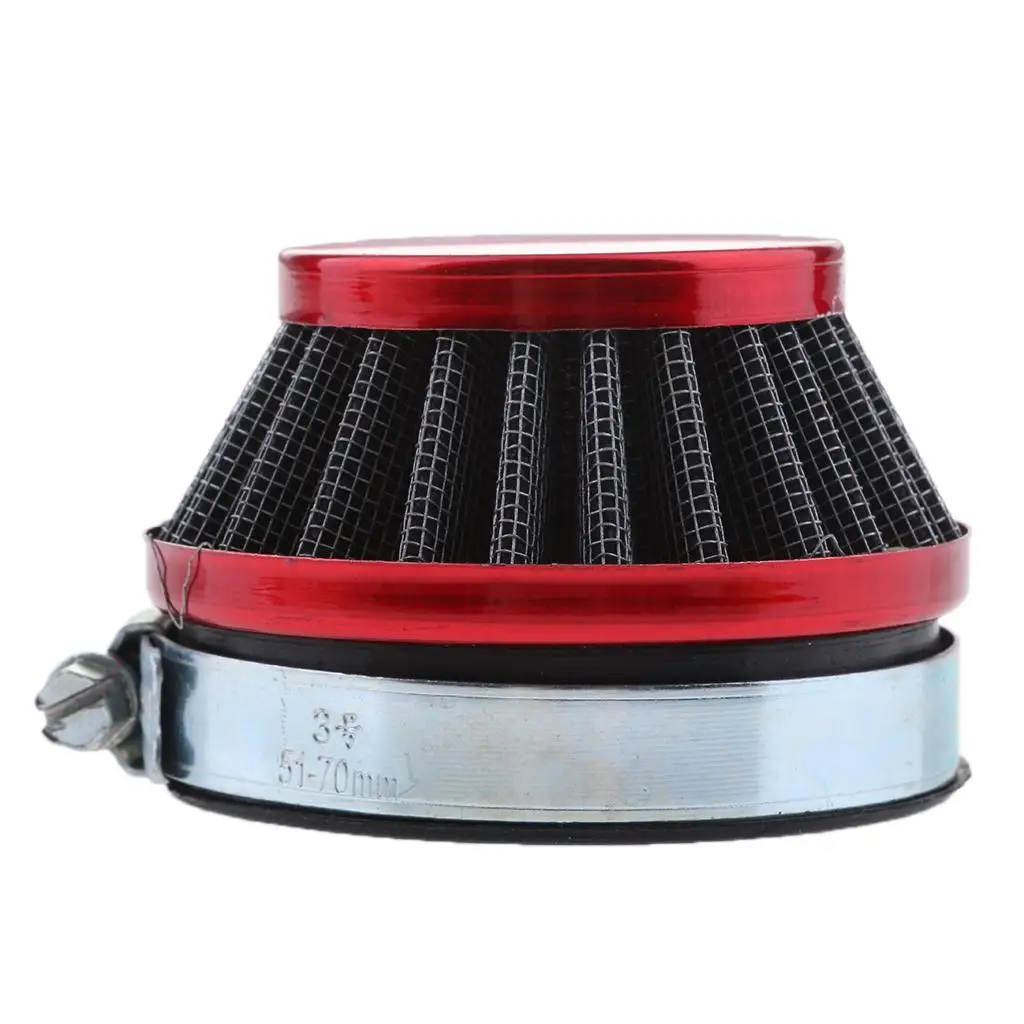 58mm Air Filter Cleaner Red Metal Cone Universal Element for Motorized Bicycle Mini ATV Go Kart