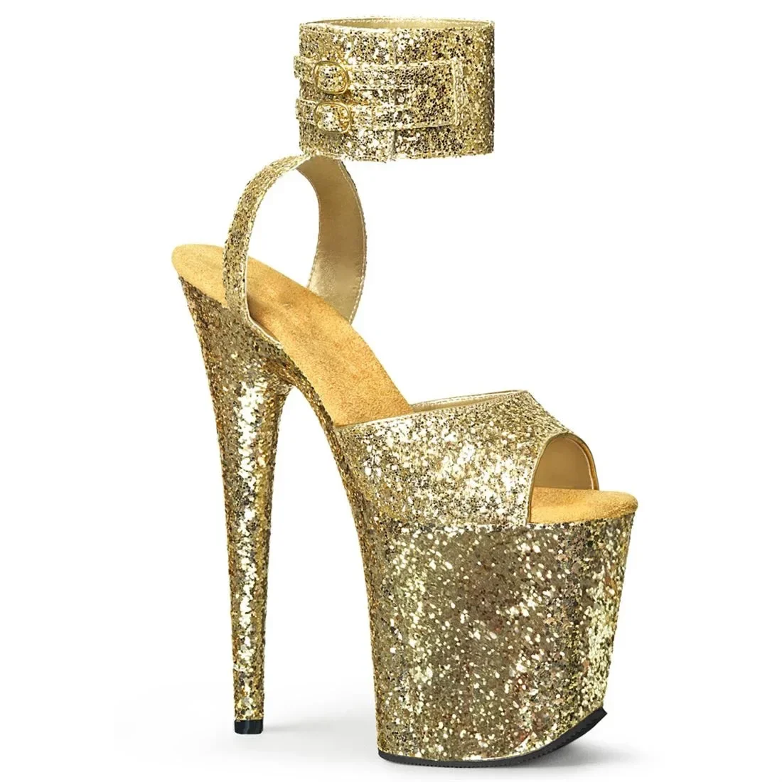 

20cm Sky High Glitter Decorative Sheet Platform High Heel Sandals Ankle Belt Buckle Steel Tube Dancing Sandals