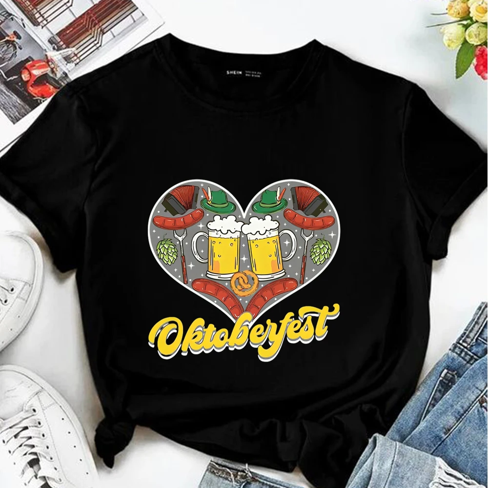 Funny Oktoberfest beer clothing graphics T Shirt for Women Casual Short Sleeve tee shirt femme camisetas mujer tshirts woman