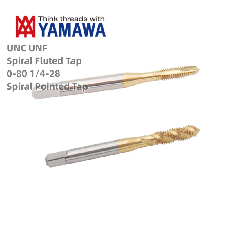 

1PCS YAMAWA With Tin Spiral Fluted Tap UNF UNSU0-80/2-56/4-40/6-32/8-36/90 10-24/12-32 3/16 1/4-20/28 Spiral Pointed Tap