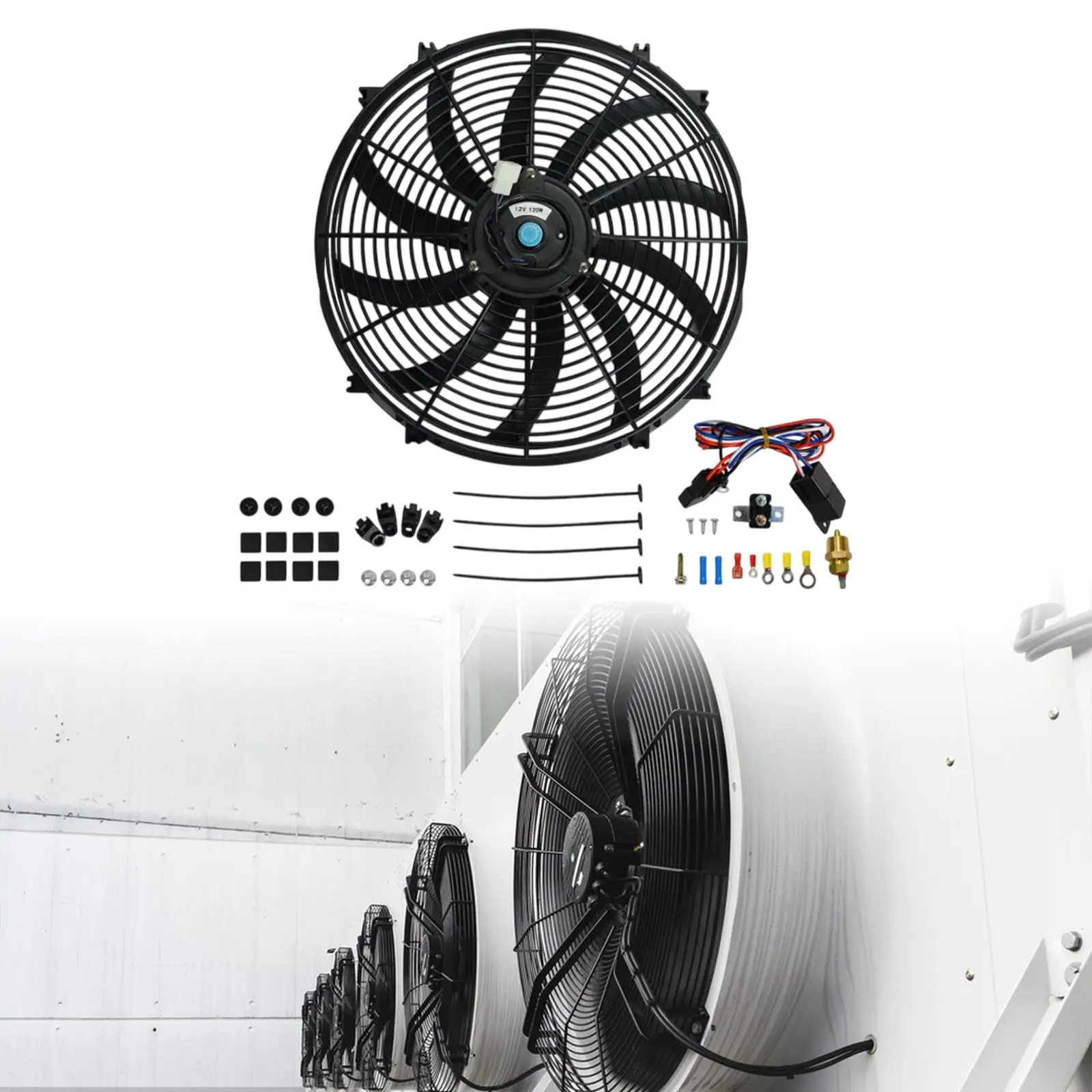 

16" Slim Fan Push Pull Universal Replaces High Performance Assembly Kit Easily Install 12V Electric Radiator Cooling Fan 120W