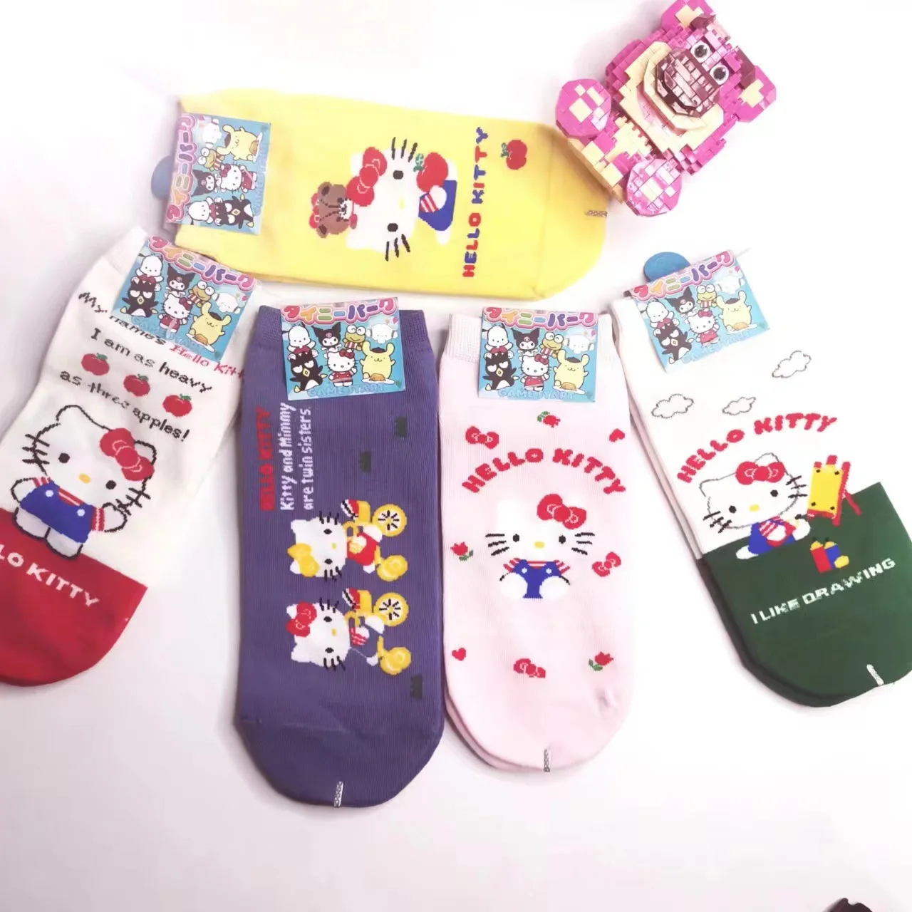 

5pairs Kawaii Sanrio Hello Kitty Women Socks Cute Cartoon Christmas Socks Anime Cotton Korean Sweet Sock for Girl