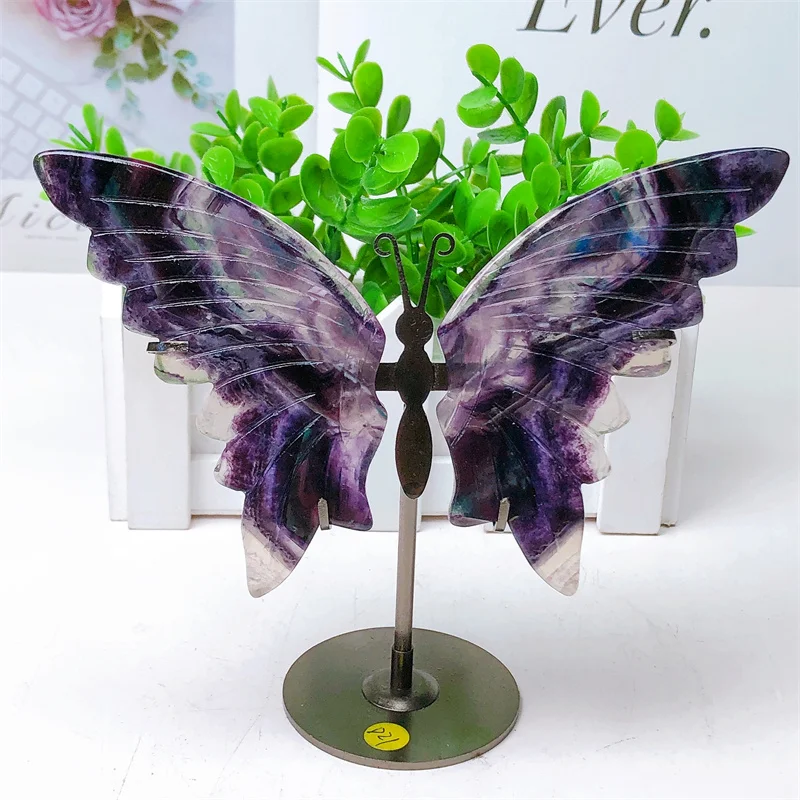 

Natural Fluorite Butterfly Wings, Crystal Healing Gemstone Statue, Home Decor, Mineral Reiki Energy, 1Pair