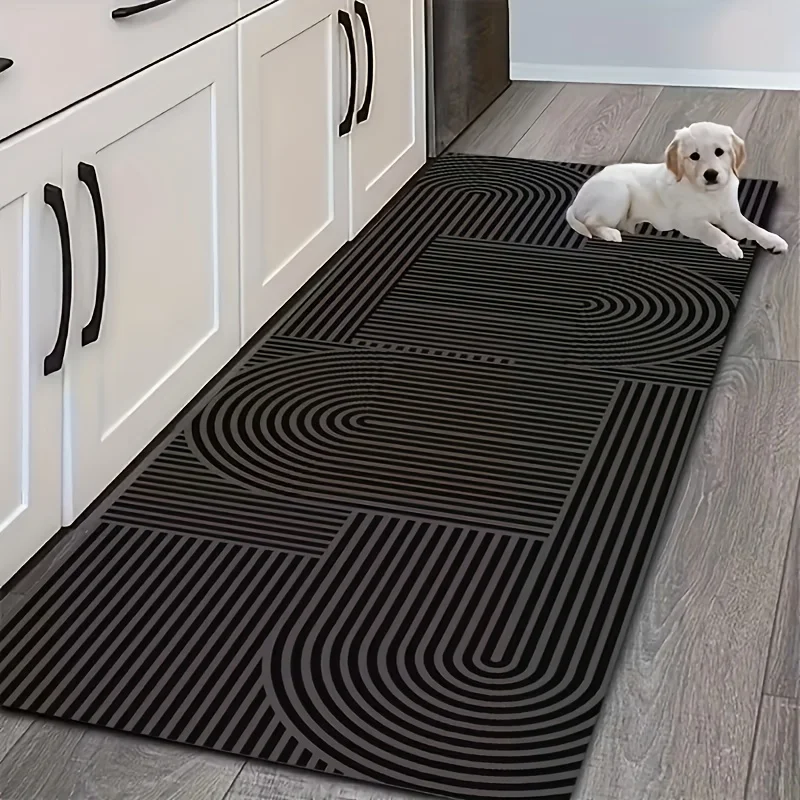 VIKAMA Modern Minimalist Geometric Kitchen Mat Non-Slip Wear-Resistant Runner Rug for Living Room Bedroom Hallway Floor Decor