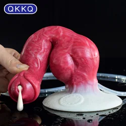 QKKQ-consolador de eyaculación para hombres y mujeres, Juguetes sexuales de animales con nudo grande, pene, tapón Anal, punto G, estimulador fuerte, productos para adultos 18