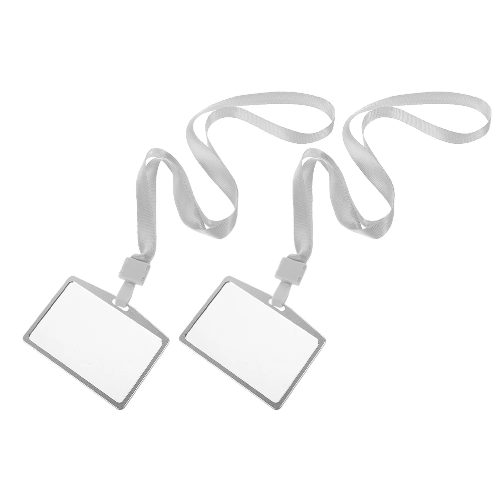 

Aluminum Alloy Id Card Protection Cover Card Holder Badge Set Lanyard Case White Employee Work Protective Versatile