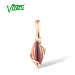 VISTOSO Authentic 14K 585 Rose Gold Marquise Pendant For Women Genuine Garnet Elegant Wedding Party Fine Jewelry Set Handmade