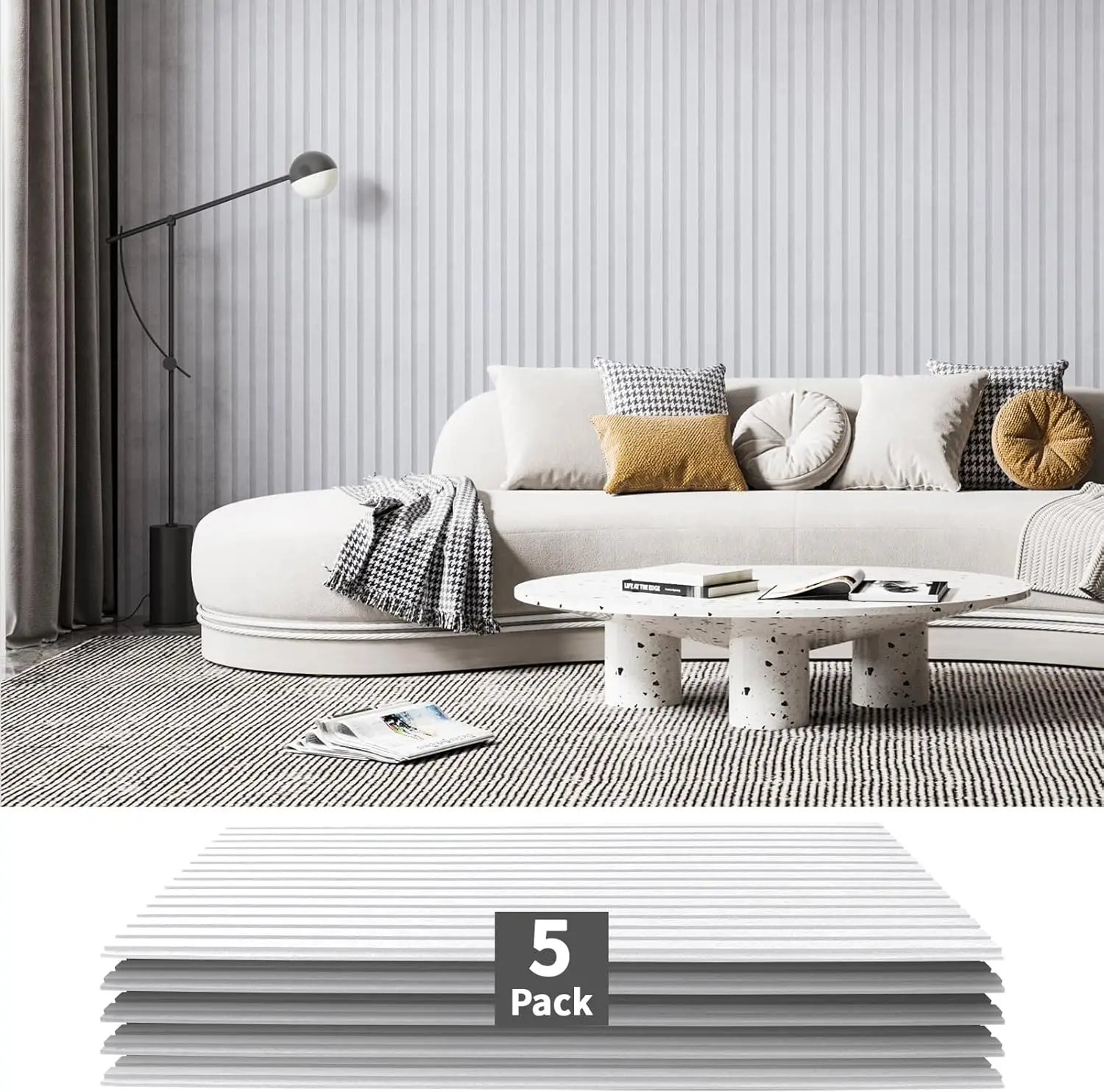 

10 Pack Acoustic Panels, 48" X 12" X 0.35", Self-Adhesive Soundproof Wall Panels for Studio, Office, Camel