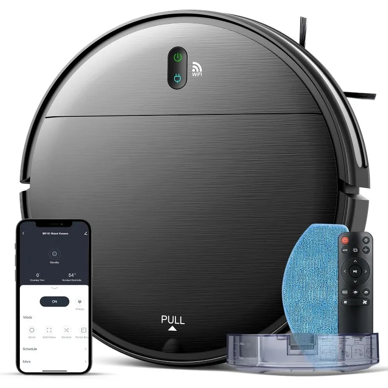 

Robot Vacuum and Mop Combo,2 in 1 Mopping Robot Vacuum Cleaner with Schedule, Wi-Fi/App,1400Pa Max Suction,Self-Charging Robotic