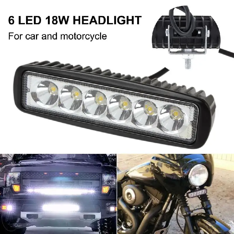 6LED 18W Work Light Car 12V LED Spotlight Work Light Bar 6500K Square For Car Auto Truck Lorry Trailer SUV Mini Spot Fog Lamp