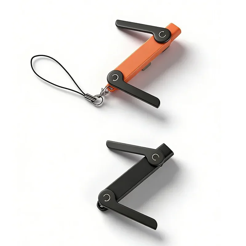 2-in-1 Typ-C Stecker-zu-Buchse-Adapter, 360° ° Drehbarer, faltbarer Telefonständer, schnelles Laden für Gaming-Telefone, schwarz-orange mit Trageband – Detail 6