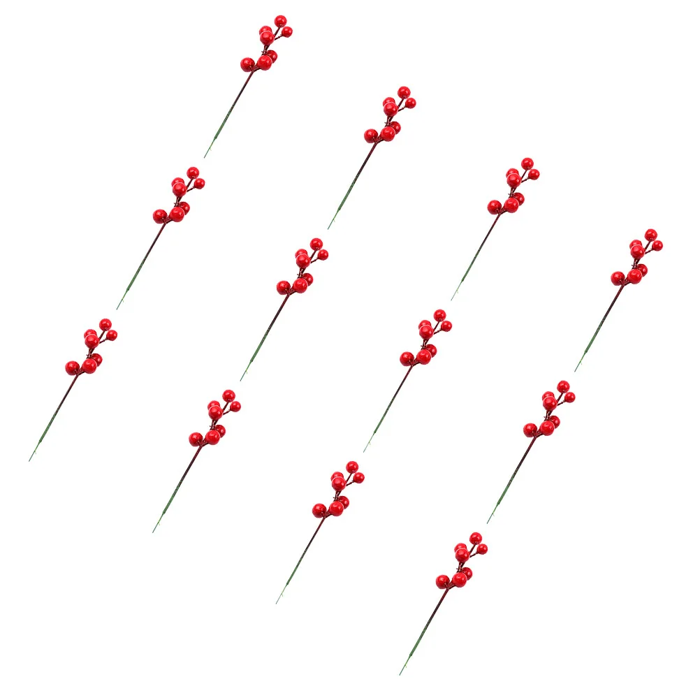 

20Pcs Lifelike Berry Branches Ornament Red Berry Adornments for Christmas Decor Artificial Flower Plant Leaves Simulation