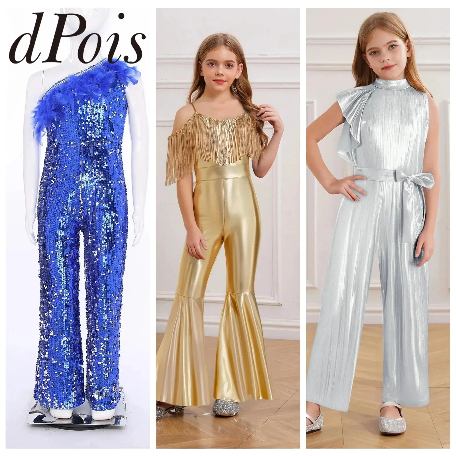 

Children's Music Festival Jazz Dance Costume Shiny Girls Jumpsuits Kids Streetwear Carnivals Stage Costumes Fashion Dancewear